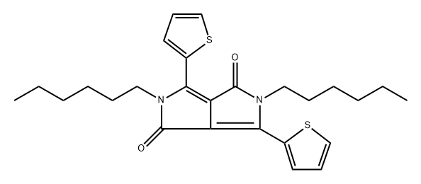 Pyrrolo[3,4-c]pyrrole-1,4-dione, 2,5-dihexyl-2,5-dihydro-3,6-di-2-thienyl-, homopolymer (9CI) Struktur