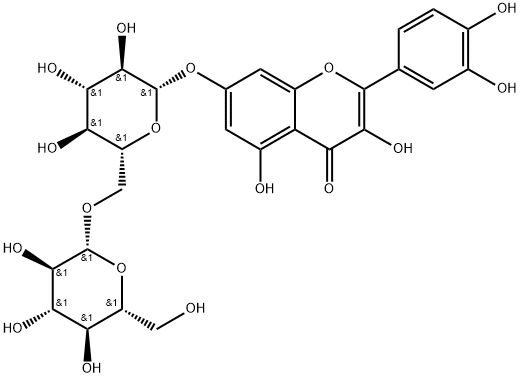 4H-1-Benzopyran-4-one, 2-(3,4-dihydroxyphenyl)-7-[(6-O-β-D-glucopyranosyl-β-D-glucopyranosyl)oxy]-3,5-dihydroxy- Structure