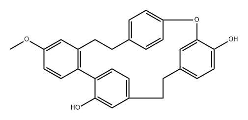 1,2,13,14-テトラヒドロ-21-メトキシ-3,6:15,18-ジエテノ-8,12-メテノ-12H-7-ベンゾオキサシクロイコシン-9,17-ジオール 化学構造式