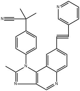 2-甲基-2-[4-[2-甲基-8-[(吡啶-3-基)乙炔基]咪唑并[4,5-C]喹啉-1-基]苯基]丙腈,853910-02-8,结构式