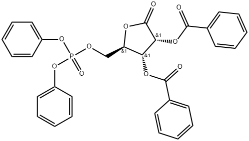 2,3-di-O-benzoyl-5-deoxy-5-diphenylphosphate-D-ribono-1,4-lactone 化学構造式