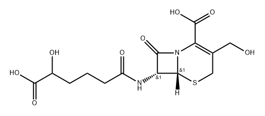 7 beta-(5-hydroxy-5-carboxyvarelamido)-3-hydroxymethyl-3-cephem-4-carboxylic acid Struktur