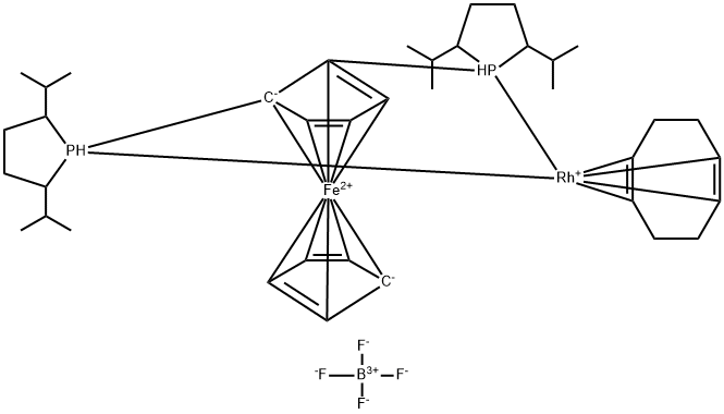 1,1'-Bis((2S,5S)-2,5-diisopropylphospholano)ferrocene(cyclooctadiene)rhodiuM(I) tetrafluoroborate, 97% Structure