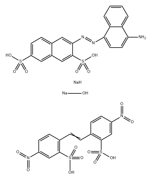 2,7-Naphthalenedisulfonic acid, 3-[(4-amino-1-naphthalenyl)azo]-, disodium salt, reaction products with 2,2'-(1,2-ethenediyl)bis[5-nitrobenzenesulfonic acid] and sodium hydroxide Structure