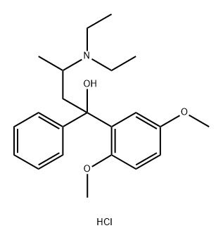 Benzenemethanol, α-[2-(diethylamino)propyl]-2,5-dimethoxy-α-phenyl-, hydrochloride (1:1) Structure