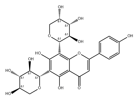 芹菜素-6-C-Β-D-吡喃木糖基-8-C-Α-L-吡喃阿拉伯糖苷,85700-46-5,结构式