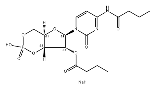 Cytidine, N-(1-oxobutyl)-, cyclic 3',5'-(hydrogen phosphate) 2'-butanoate, monosodium salt Structure