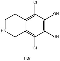 5,8-Dichloro-1,2,3,4-tetrahydroisoquinoline-6,7-diol hydrobromide 化学構造式