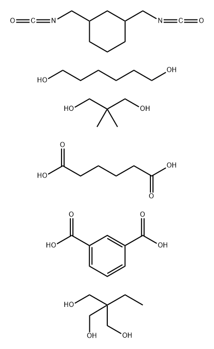1,3-Benzenedicarboxylic acid, polymer with 1,3-bis(isocyanatomethyl)cyclohexane, 2,2-dimethyl-1,3-propanediol, 2-ethyl-2-(hydroxymethyl)-1,3-propanediol, hexanedioic acid and 1,6-hexanediol Struktur