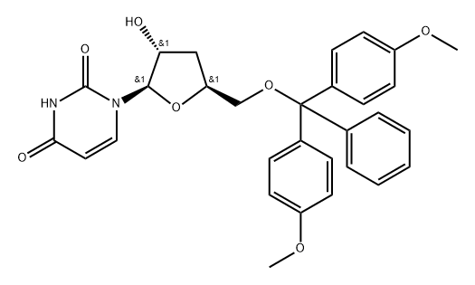 5’-O-DMTr-3’-deoxyuridine,86234-42-6,结构式