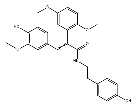 Benzeneacetamide, α-[(4-hydroxy-3-methoxyphenyl)methylene]-N-[2-(4-hydroxyphenyl)ethyl]-2,5-dimethoxy- Struktur