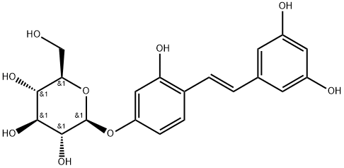 β-D-Glucopyranoside, 4-[(1E)-2-(3,5-dihydroxyphenyl)ethenyl]-3-hydroxyphenyl Structure
