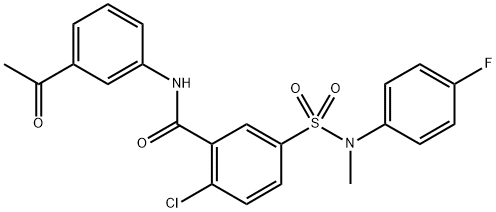 N-(3-乙酰基苯基)-2-氯-5-(N-(4-氟苯基)-N-甲基氨基磺酰基)苯甲酰胺,865279-64-7,结构式