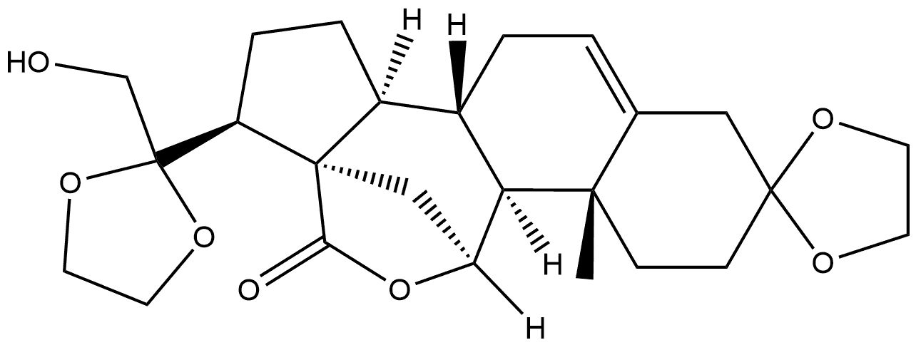 Pregn-5-en-18-oic acid, 3,3:20,20-bis[1,2-ethanediylbis(oxy)]-11,21-dihydroxy-, γ-lactone, (11β)- (9CI) Structure
