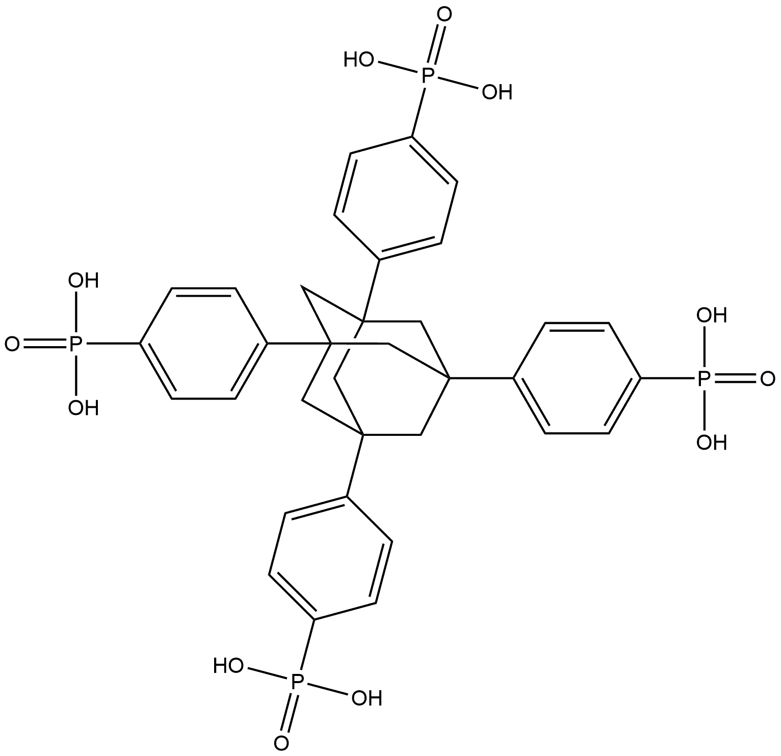 1,3,5,7-Tetrakis(4-phosphonophenyl)adamantane, P,P',P'',P'''-(tricyclo[3.3.1.13,7]decane-1,3,5,7-tetrayltetra-4,1-phenylene)tetrakis- Structure