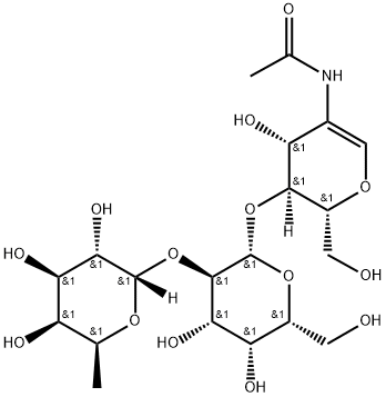 O-6-deoxy-a-L-galactopyranosyl-(1->2)-O-b-D-galactopyranosyl-(1->4)-2-(acetylamino)-1,5-anhydro-2-deoxy-D-arabino-Hex-1-enitol 结构式