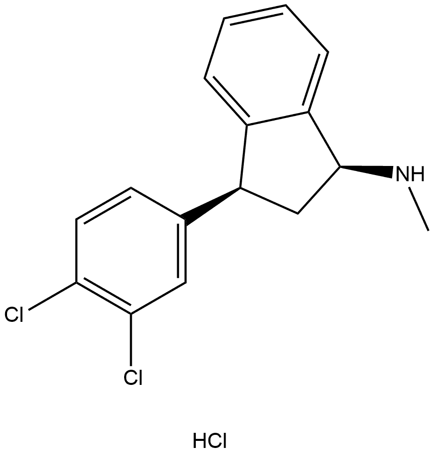 1H-Inden-1-amine, 3-(3,4-dichlorophenyl)-2,3-dihydro-N-methyl-, hydrochloride (1:1), (1R,3R)-rel- Struktur