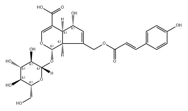 10-O-反式-P-香豆酰鸡屎藤次苷,870785-25-4,结构式