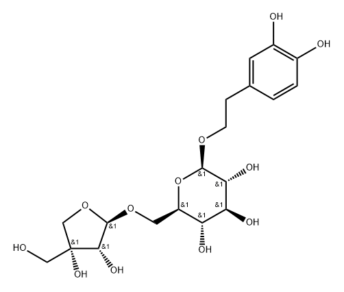 β-D-Glucopyranoside, 2-(3,4-dihydroxyphenyl)ethyl 6-O-D-apio-β-D-furanosyl- Struktur