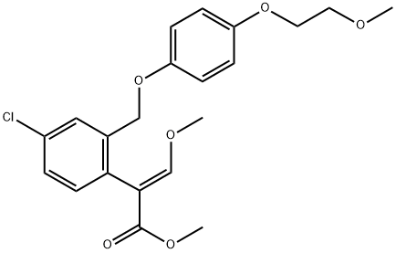 Benzeneacetic acid, 4-chloro-2-[[4-(2-methoxyethoxy)phenoxy]methyl]-α-(methoxymethylene)-, methyl ester, (αE)- Structure