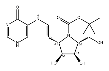 1-Pyrrolidinecarboxylic acid, 2-(4,5-dihydro-4-oxo-1H-pyrrolo[3,2-d]pyrimidin-7-yl)-3,4-dihydroxy-5-(hydroxymethyl)-, 1,1-dimethylethyl ester, (2S,3S,4R,5R)- Structure