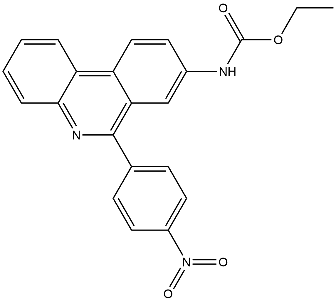 2-ethoxycarbonylamino-5-methyl-6-(4-nitro-phenyl)-phenanthridiniumr Structure