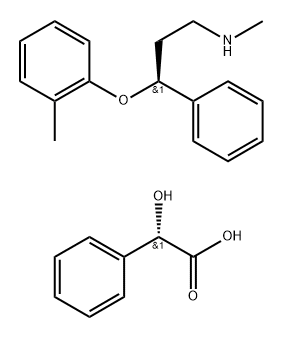 Benzeneacetic acid, α-hydroxy-, (αS)-(γS)-compd. with N-methyl-γ-(2-methylphenoxy)benzenepropanamine (1:1) Structure