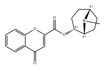 [1R,5S,(+)]-トロパン-2α-イル=4-オキソ-4H-1-ベンゾピラン-2-カルボキシラート 化学構造式