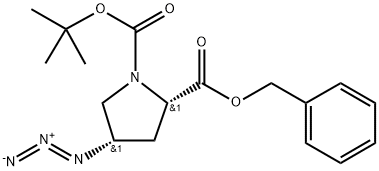 1,2-Pyrrolidinedicarboxylic acid, 4-azido-, 1-(1,1-dimethylethyl) 2-(phenylmethyl) ester, (2S,4S)- 化学構造式