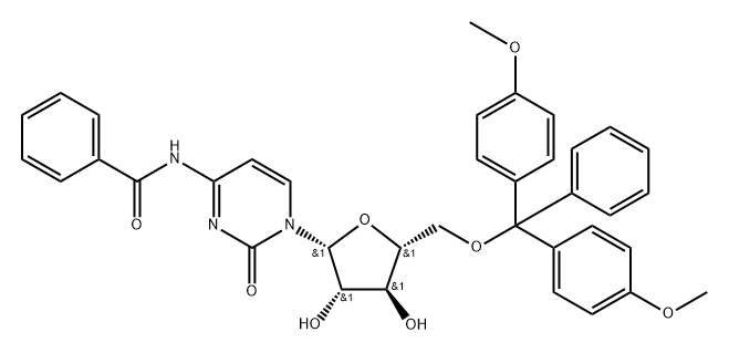 N4-Benzo yl-5’-O-(4,4’-dimethoxytrityl)-aracytidine 化学構造式