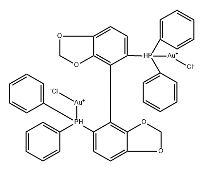 Gold, [μ-[1,1'-(4R)-[4,4'-bi-1,3-benzodioxole]-5,5'-diylbis[1,1-diphenylphosphine-κP]]]dichlorodi- 化学構造式