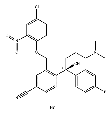 Benzonitrile, 3-[(4-chloro-2-nitrophenoxy)methyl]-4-[(1S)-4-(dimethylamino)-1-(4-fluorophenyl)-1-hydroxybutyl]-, hydrochloride (1:1)