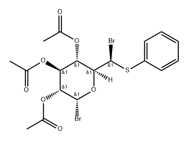 .alpha.-D-Glucopyranosyl bromide, 6-C-bromo-6-S-phenyl-6-thio-, triacetate 化学構造式