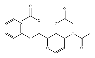 D-lyxo-Hex-5-enose, 2,6-anhydro-5-deoxy-, S-phenyl monothiohemiacetal, triacetate, (S)- Structure