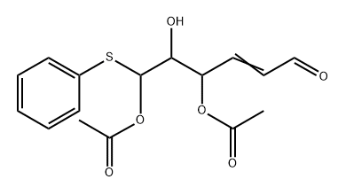 L-threo-Hex-2-enodialdose, 2,3-dideoxy-, 6-(S-phenyl monothioacetal), 4,6-diacetate, (E)-,88111-87-9,结构式