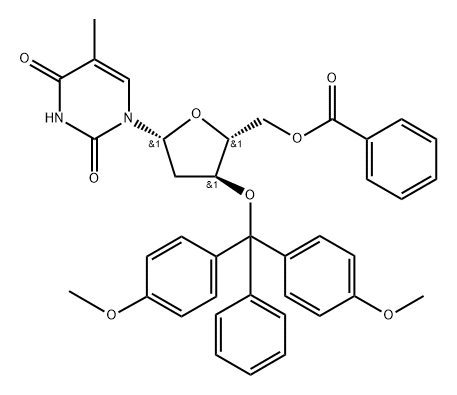 Thymidine, 3'-O-[bis(4-methoxyphenyl)phenylmethyl]-, 5'-benzoate (9CI) Structure