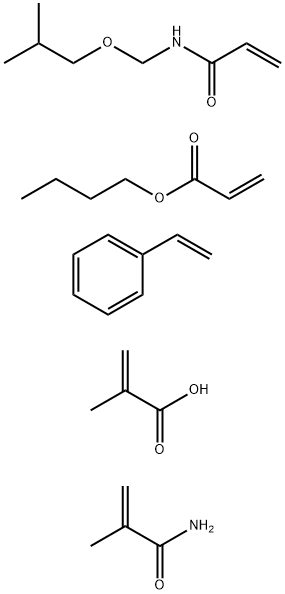 2-Propenoic acid, 2-methyl-, polymer with butyl 2-propenoate, ethenylbenzene, 2-methyl-2-propenamide and N-[(2-methylpropoxy)methyl]-2-propenamide Struktur