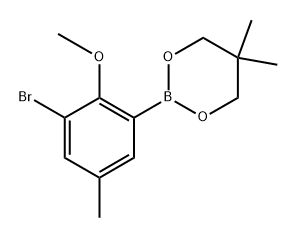 2-(3-Bromo-2-methoxy-5-methylphenyl)-5,5-dimethyl-1,3,2-dioxaborinane Struktur