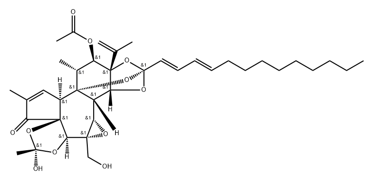 12β-Acetyloxy-4-O,5-O-[(S)-1-hydroxyethylidene]huratoxin 结构式