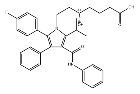 (S)-7-(2-(4-氟苯基)-5-异丙基-3-苯基-4-(苯氨羰基)-1H-吡咯-1-基)-5-羟基庚酸, 887196-26-1, 结构式