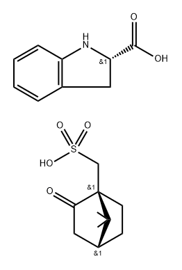 1H-Indole-2-carboxylic acid, 2,3-dihydro-, (2S)-, (1S,4R)-7,7-dimethyl-2-oxobicyclo[2.2.1]heptane-1-methanesulfonate (9CI) 化学構造式