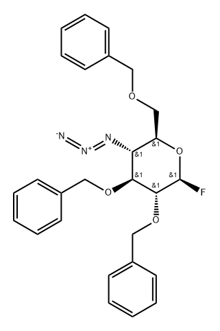 4-azido-2,3,6-tri-O-benzyl-4-deoxy-β-D-glucopyranosyl fluoride 化学構造式