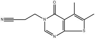 3-{5,6-二甲基-4-氧代-3H,4H-噻吩并[2,3-D]嘧啶-3-基}丙腈,890007-57-5,结构式