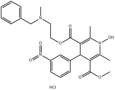 3,5-Pyridinedicarboxylic acid, 1,4-dihydro-1-hydroxy-2,6-dimethyl-4-(3-nitrophenyl)-, 3-methyl 5-[2-[methyl(phenylmethyl)amino]ethyl] ester, hydrochloride (1:1) Struktur