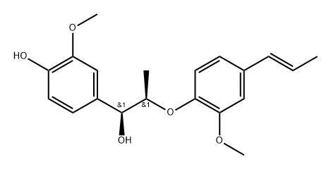 Benzenemethanol, 4-hydroxy-3-methoxy-α-[(1R)-1-[2-methoxy-4-(1E)-1-propen-1-ylphenoxy]ethyl]-, (αS)-,891182-94-8,结构式
