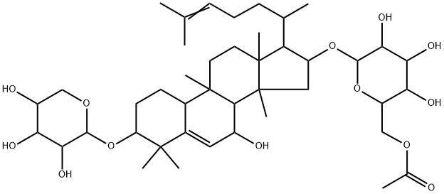 [3β-(β-D-Xylopyranosyloxy)-7β-hydroxycucurbita-5,24-dien-16β-yl]6-O-acetyl-β-D-glucopyranoside,89203-39-4,结构式