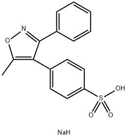 Benzenesulfonic acid, 4-(5-methyl-3-phenyl-4-isoxazolyl)-, sodium salt (1:1) Structure