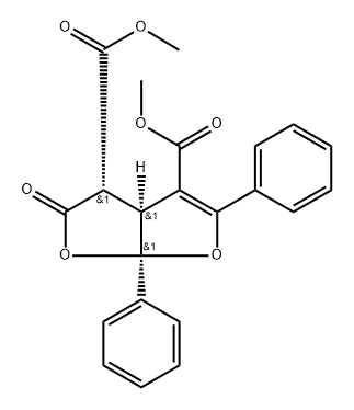 Furo2,3-bfuran-3,4-dicarboxylic acid, 2,3,3a,6a-tetrahydro-2-oxo-5,6a-diphenyl-, dimethyl ester, (3.alpha.,3a.alpha.,6a.alpha.)- 化学構造式
