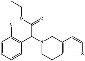 Thieno[3,2-c]pyridine-5(4H)-acetic acid, α-(2-chlorophenyl)-6,7-dihydro-, ethyl ester 化学構造式