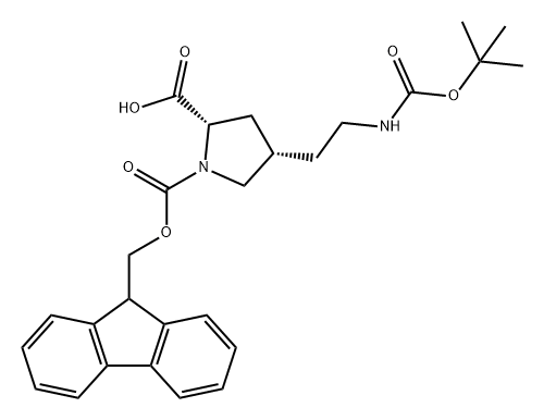 (2S,4S)-4-(2-tert-butoxycarbonylaminoethyl)pyrrolidine-1,2-dicarboxylic acid 1-(9H-fluoren-9-ylmethyl) ester,903517-93-1,结构式
